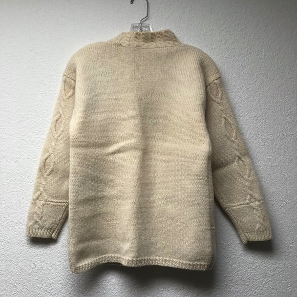 Vintage cream grey floral knit mock neck sweater - Picture 4 of 5